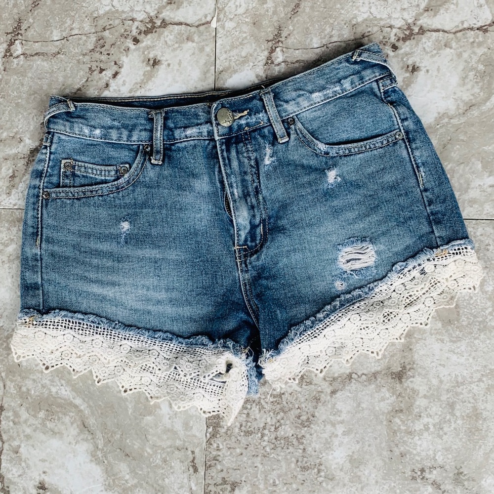 Free People Lace Jean Shorts